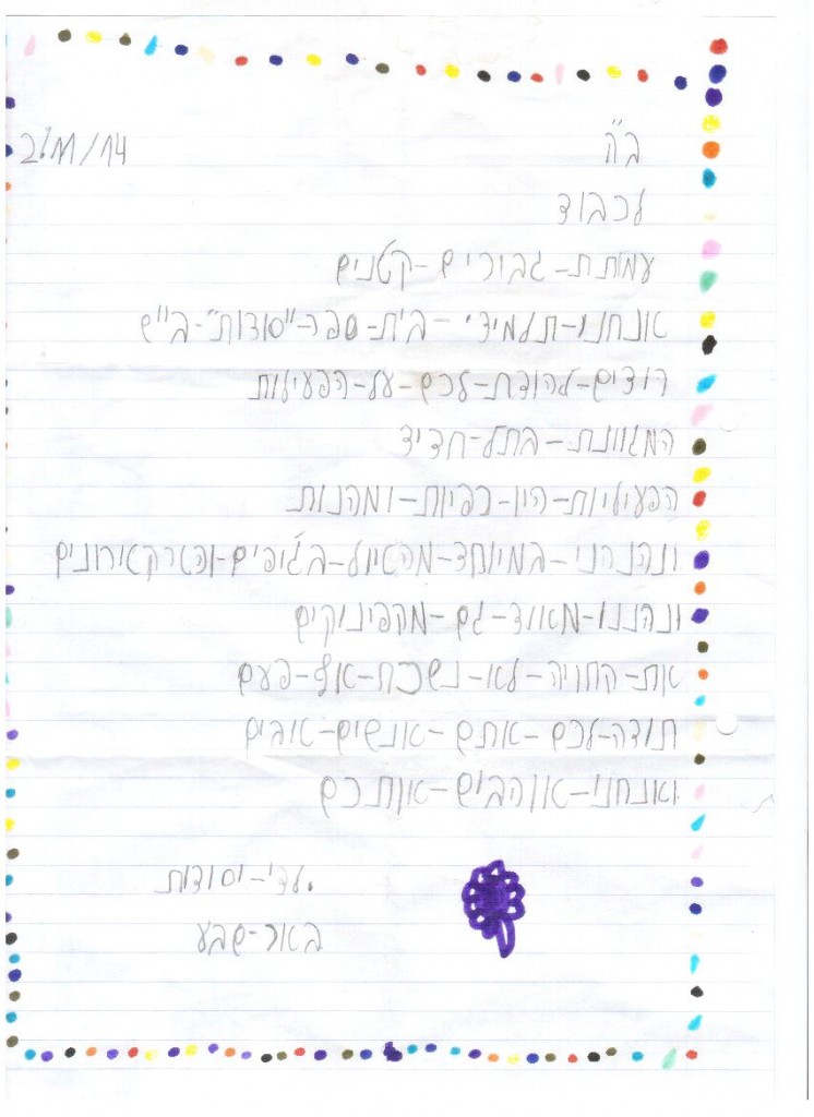 ברכת ילדי יסודות באר שבע
